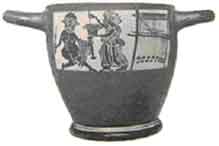  Одиссей и Кирка. Скифос из святилища карибов в Фивах. Керамика. IV в.  до н.э.  Оксфорд, музей Эшмола.