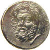Золотая монета Пантикапея с изображением Пана.